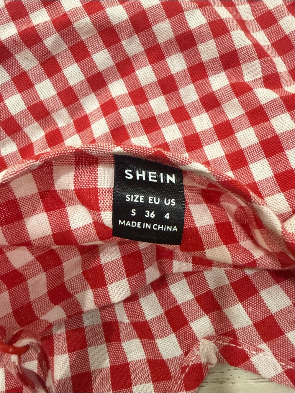 SHEIN Red and White Gingham Tie-Front Cami - Picture 2 of 3